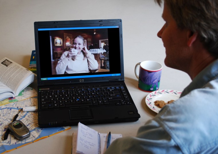 If you take a computer when you travel to Europe, there are programs that let you call home for free — even with two-way video — like Skype.